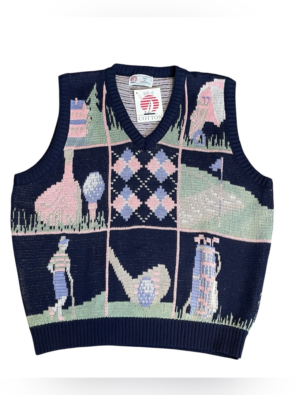 Isle Of Cotton Vintage Golf Sweater Vest NWT Size Large